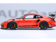 Porsche 911 991 2 GT3 RS Weissach Lava Orange with Carbon Hood and Top 1/18 Model Car Autoart 78177