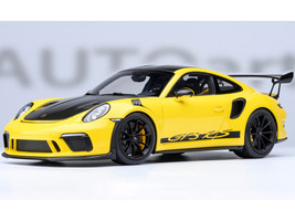 Porsche 911 991 2 GT3 RS Weissach Racing Yellow with Carbon Hood and Top 1/18 Model Car Autoart 78178