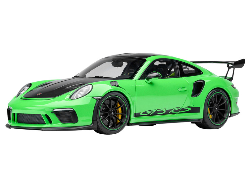 Porsche 911 991 2 GT3 RS Weissach Lizard Green with Carbon Hood and Top 1/18 Model Car Autoart 78179