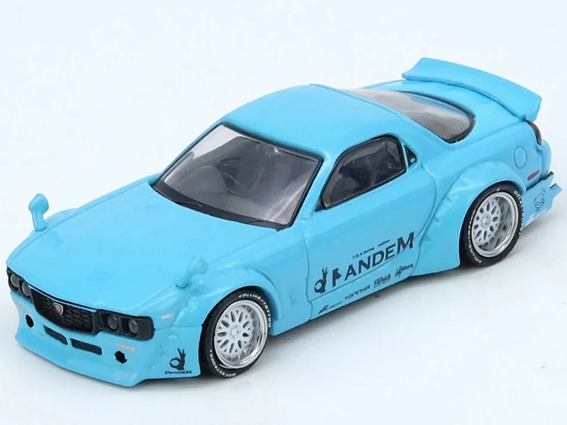 Mazda RX 7 FD3S RHD Right Hand Drive Pandem Rocket Bunny Light Blue 1/64 Diecast Model Car Inno Models IN64-RX7FDP-TIFBLU