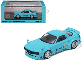 Mazda RX 7 FD3S RHD Right Hand Drive Pandem Rocket Bunny Light Blue 1/64 Diecast Model Car Inno Models IN64-RX7FDP-TIFBLU