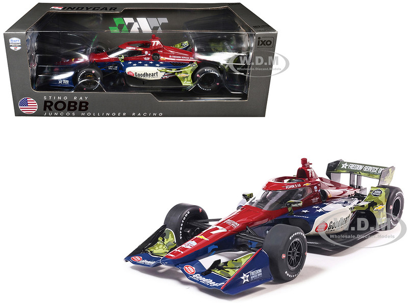 Dallara IndyCar #77 Sting Ray Robb Goodheart Animal Health Center Juncos Hollinger Racing Road Course Configuration NTT IndyCar Series 2026 1/18 Diecast Model Car IXO Models IND18051