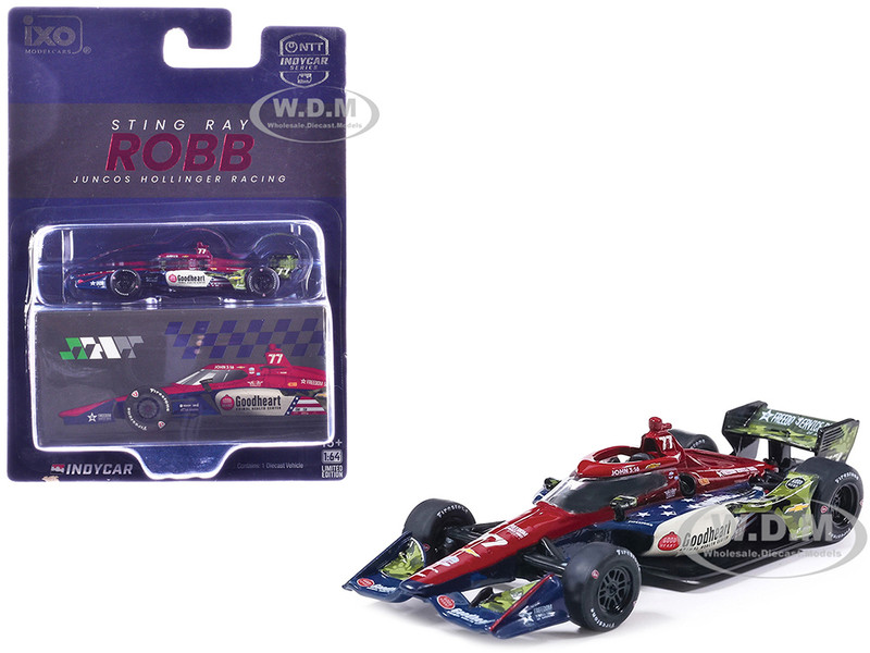 Dallara IndyCar #77 Sting Ray Robb Goodheart Animal Health Center Juncos Hollinger Racing Road Course Configuration NTT IndyCar Series 2026 1/64 Diecast Model Car IXO Models IND64054