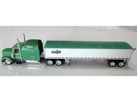Kenworth W900L Truck Tractor with Sleeper Cab Cargill Green and Covered Grain Trailer White with Green Tarp Combo Set 1/87 (HO) Plastic Model Car HO Logistics HL-90011-465