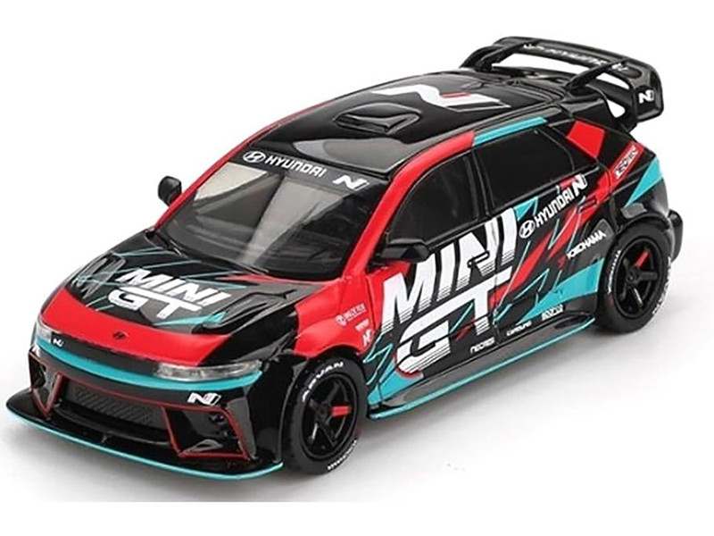 Hyundai Ioniq 5N RS 01T Mini GT Black with Graphics 2025 Tokyo Auto Salon Limited Edition 1/64 Diecast Model Car Mini GT MGT01098