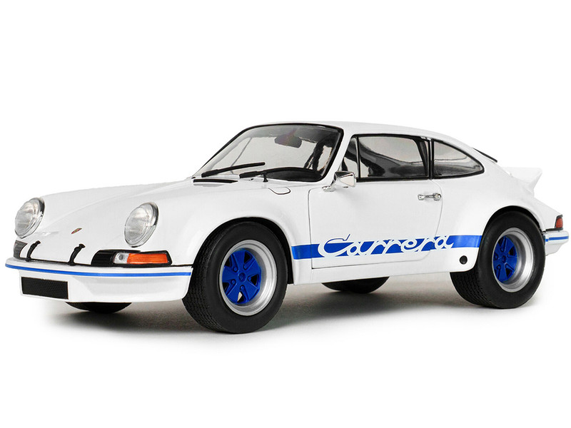 1973 Porsche 911 RSR Carrera White with Blue Stripes 1/18 Diecast Model Car Solido S1801119
