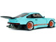 2025 Porsche 911 KS R by Khyzyl Saleem Blue Racer Light Blue with Orange Stripes 1/18 Diecast Model Car Solido S1810504