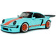 2025 Porsche 911 KS R by Khyzyl Saleem Blue Racer Light Blue with Orange Stripes 1/18 Diecast Model Car Solido S1810504