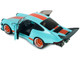 2025 Porsche 911 KS R by Khyzyl Saleem Blue Racer Light Blue with Orange Stripes 1/18 Diecast Model Car Solido S1810504