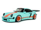 2025 Porsche 911 KS R by Khyzyl Saleem Blue Racer Light Blue with Orange Stripes 1/18 Diecast Model Car Solido S1810504