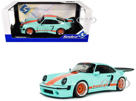 2025 Porsche 911 KS R by Khyzyl Saleem Blue Racer Light Blue with Orange Stripes 1/18 Diecast Model Car Solido S1810504