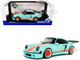 2025 Porsche 911 KS R by Khyzyl Saleem Blue Racer Light Blue with Orange Stripes 1/18 Diecast Model Car Solido S1810504