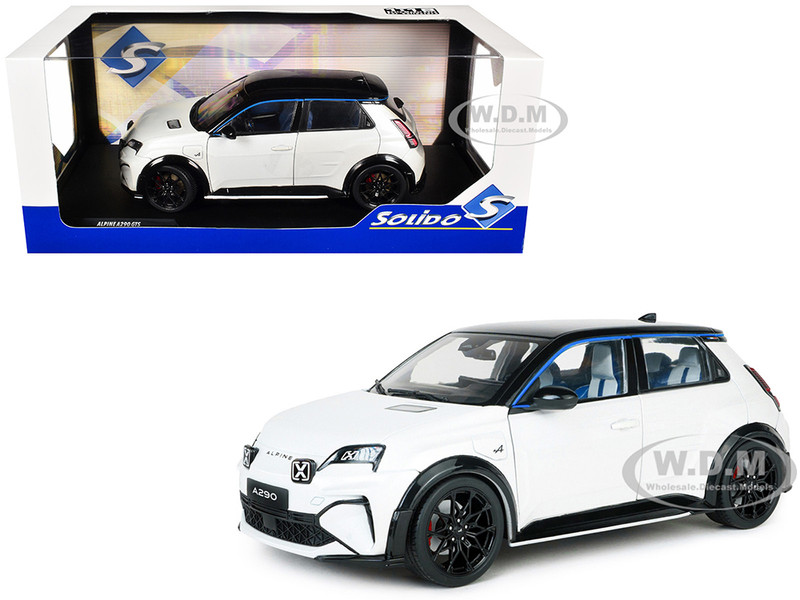 2024 Alpine A290 GTS White Metallic with Black Top 1/18 Diecast Model Car Solido S1812604