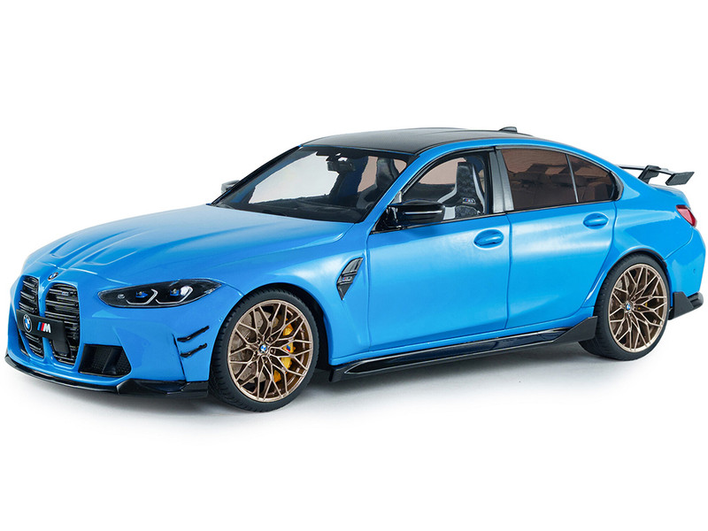 2024 BMW M3 Competition Daytona Beach Blue with Carbon Top 1/18 Diecast Model Car Solido S1814303