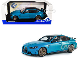 2024 BMW M3 Competition Daytona Beach Blue with Carbon Top 1/18 Diecast Model Car Solido S1814303