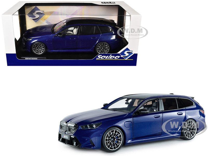 2025 BMW M5 Touring Marina Bay Blue Metallic with Black Top 1/18 Diecast Model Car Solido S1814801