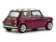 1997 Mini Cooper Sport Purple Metallic with White Stripes and Checkered Top 1/43 Diecast Model Car Solido S4316604