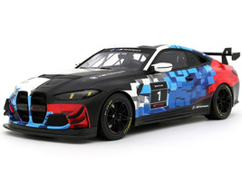 2024 BMW M4 GT4 #1 M Motorsport Livery Black and White with Red and Blue Graphics Limited Edition to 999 pieces Worldwide 1/18 Model Car Otto Mobile OT1125