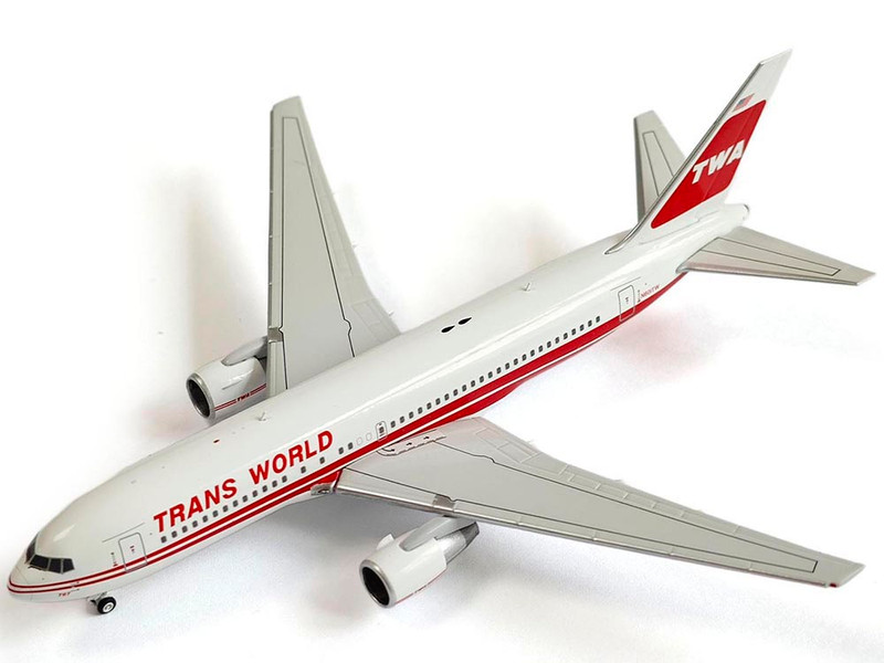 Boeing 767 200ER Commercial Aircraft Trans World Airlines N601TW White with Red Stripes 1/400 Diecast Model Airplane V1:400 400005