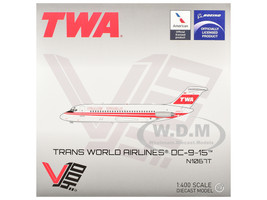 McDonnell Douglas DC 9 15 Commercial Aircraft Trans World Airlines N1067T White with Red Stripes 1/400 Diecast Model Airplane V1:400 400009