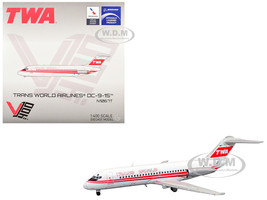 McDonnell Douglas DC 9 15 Commercial Aircraft Trans World Airlines N1067T White with Red Stripes 1/400 Diecast Model Airplane V1:400 400009