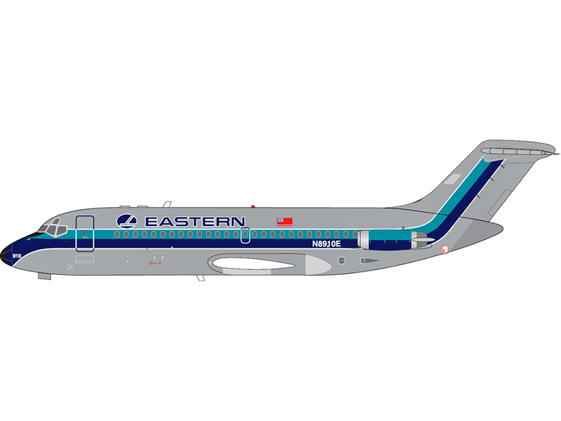 McDonnell Douglas DC 9 14 Commercial Aircraft Eastern Air Lines N8910E Silver with Blue Stripes 1/400 Diecast Model Airplane V1:400 400011