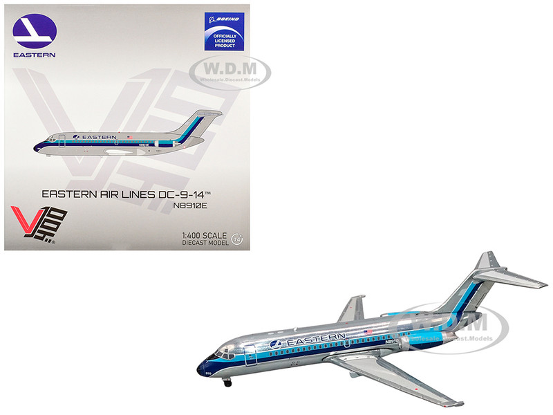 McDonnell Douglas DC 9 14 Commercial Aircraft Eastern Air Lines N8910E Silver with Blue Stripes 1/400 Diecast Model Airplane V1:400 400011