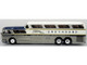 GM PD 4501 Scenicruiser Coach Bus Greyhound Bus Lines 50th Anniversary Raw Metal with Blue and White Top and Gold Stripes The Bus & Motorcoach Collection 1/43 Plastic Model Iconic Replicas 43-0665