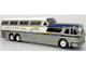 GM PD 4501 Scenicruiser Coach Bus Greyhound Bus Lines 50th Anniversary Raw Metal with Blue and White Top and Gold Stripes The Bus & Motorcoach Collection 1/43 Plastic Model Iconic Replicas 43-0665