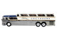 GM PD 4501 Scenicruiser Coach Bus Greyhound Bus Lines 50th Anniversary Raw Metal with Blue and White Top and Gold Stripes The Bus & Motorcoach Collection 1/43 Plastic Model Iconic Replicas 43-0665