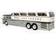 GM PD 4501 Scenicruiser Coach Bus Greyhound Bus Lines 50th Anniversary Raw Metal with Blue and White Top and Gold Stripes The Bus & Motorcoach Collection 1/43 Plastic Model Iconic Replicas 43-0665