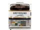 GM PD 4501 Scenicruiser Coach Bus Greyhound Bus Lines 50th Anniversary Raw Metal with Blue and White Top and Gold Stripes The Bus & Motorcoach Collection 1/43 Plastic Model Iconic Replicas 43-0665