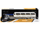 GM PD 4501 Scenicruiser Coach Bus Greyhound Bus Lines 50th Anniversary Raw Metal with Blue and White Top and Gold Stripes The Bus & Motorcoach Collection 1/43 Plastic Model Iconic Replicas 43-0665