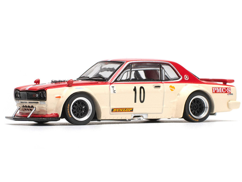 Skyline GT R V8 Drift Hakosuka RHD Right Hand Drive #10 Watanabe Red and Cream 1/64 Diecast Model Car Pop Race PR640075