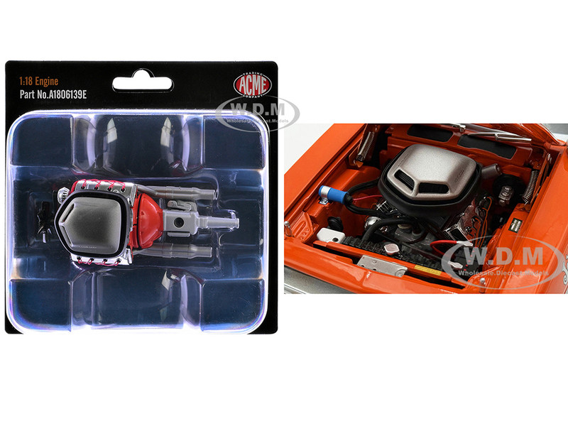 426 HEMI Engine and Transmission Replica from 1970 Plymouth HEMI Cuda 1/18 Model ACME A1806139E