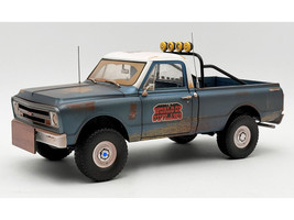 1967 Chevrolet K 10 Pickup Truck World of Outlaws Push Truck Blue Rusted with White Top Limited Edition to 378 pieces Worldwide 1/18 Diecast Model Car ACME A1807223