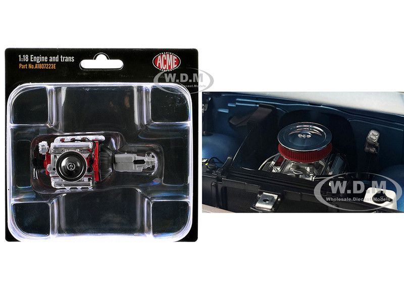 Small Block 350 Engine and Transmission Replica from 1967 Chevrolet K 10 Pickup Truck 1/18 Model ACME A1807223E