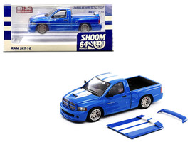 2003 Dodge Ram SRT 10 Pickup Truck Electric Blue Metallic with White Stripes 1/64 Diecast Model Car Shoom64 Models 103014-MJ1