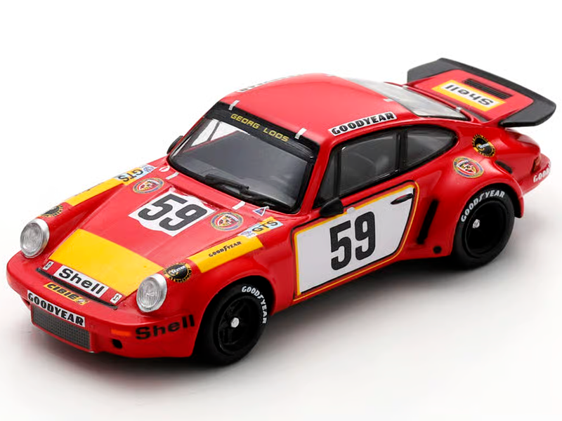 Porsche 911 Carrera RSR #59 Tim Schenken Howden Ganley Gelo Racing Team 24 Hours of Le Mans 1975 1/64 Model Car Spark 64S028