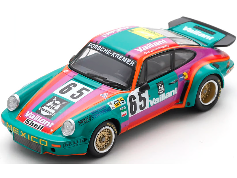 Porsche 911 Carrera RSR #65 Juan Carlos Bolanos Andres Contreras Billy Sprowls Porsche Kremer Racing Team 24 Hours of Le Mans 1975 1/64 Model Car Spark 64S029