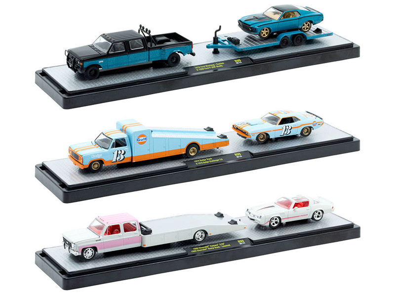 Auto Haulers Set of 3 Trucks Release 99 Limited Edition to 7600 pieces Worldwide 1/64 Diecast Models M2 Machines 36000-99