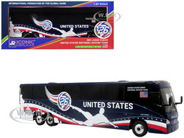 MCI J4500 Coach Bus United States National Soccer Team Dark Blue with Graphics International Federation of the Global Game Series Limited Edition to 504 pieces Worldwide 1/87 (HO) Diecast Model Iconic Replicas 87-0715