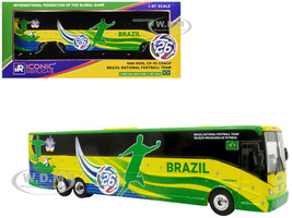 Van Hool CX 45 Coach Bus Brazil National Football Team Yellow and Green with Graphics International Federation of the Global Game Series Limited Edition to 504 pieces Worldwide 1/87 (HO) Diecast Model Iconic Replicas 87-0716