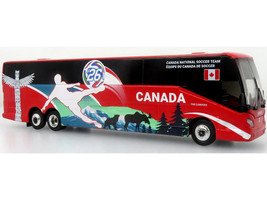 Prevost H3 45 Coach Bus Canada National Soccer Team Red with Graphics International Federation of the Global Game Series Limited Edition to 504 pieces Worldwide 1/87 (HO) Diecast Model Iconic Replicas 87-0719