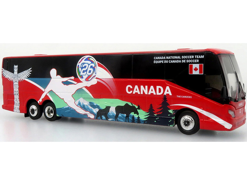 Prevost H3 45 Coach Bus Canada National Soccer Team Red with Graphics International Federation of the Global Game Series Limited Edition to 504 pieces Worldwide 1/87 (HO) Diecast Model Iconic Replicas 87-0719