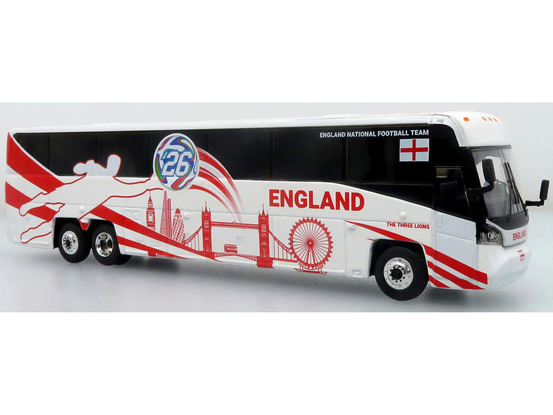 MCI D4520 Coach Bus England National Football Team White with Graphics International Federation of the Global Game Series Limited Edition to 504 pieces Worldwide 1/87 (HO) Diecast Model Iconic Replicas 87-0724