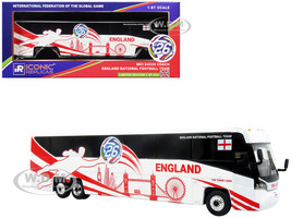 MCI D4520 Coach Bus England National Football Team White with Graphics International Federation of the Global Game Series Limited Edition to 504 pieces Worldwide 1/87 (HO) Diecast Model Iconic Replicas 87-0724