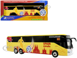 Daimler Tourrider Coach Bus Spain National Football Team Yellow with Graphics International Federation of the Global Game Series Limited Edition to 504 pieces Worldwide 1/87 (HO) Diecast Model Iconic Replicas 87-0726