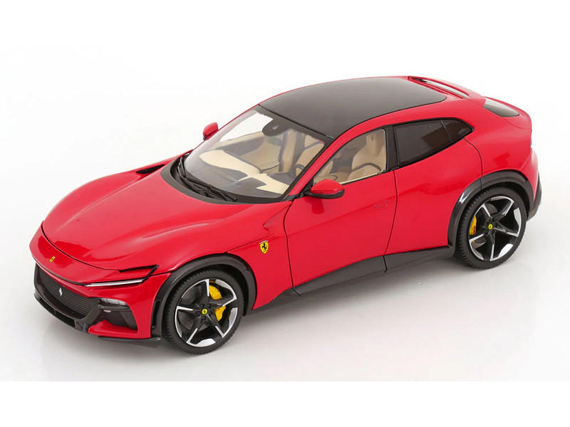 2022 Ferrari Purosangue Rosso Corsa Red with Black Top 1/18 Diecast Model Car Polistil 18FE02020-WB