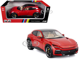 2022 Ferrari Purosangue Rosso Corsa Red with Black Top 1/18 Diecast Model Car Polistil 18FE02020-WB
